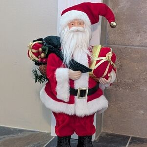 Santa Claus 16in Porcelain Standing Shelf Table Top Christmas Decoration